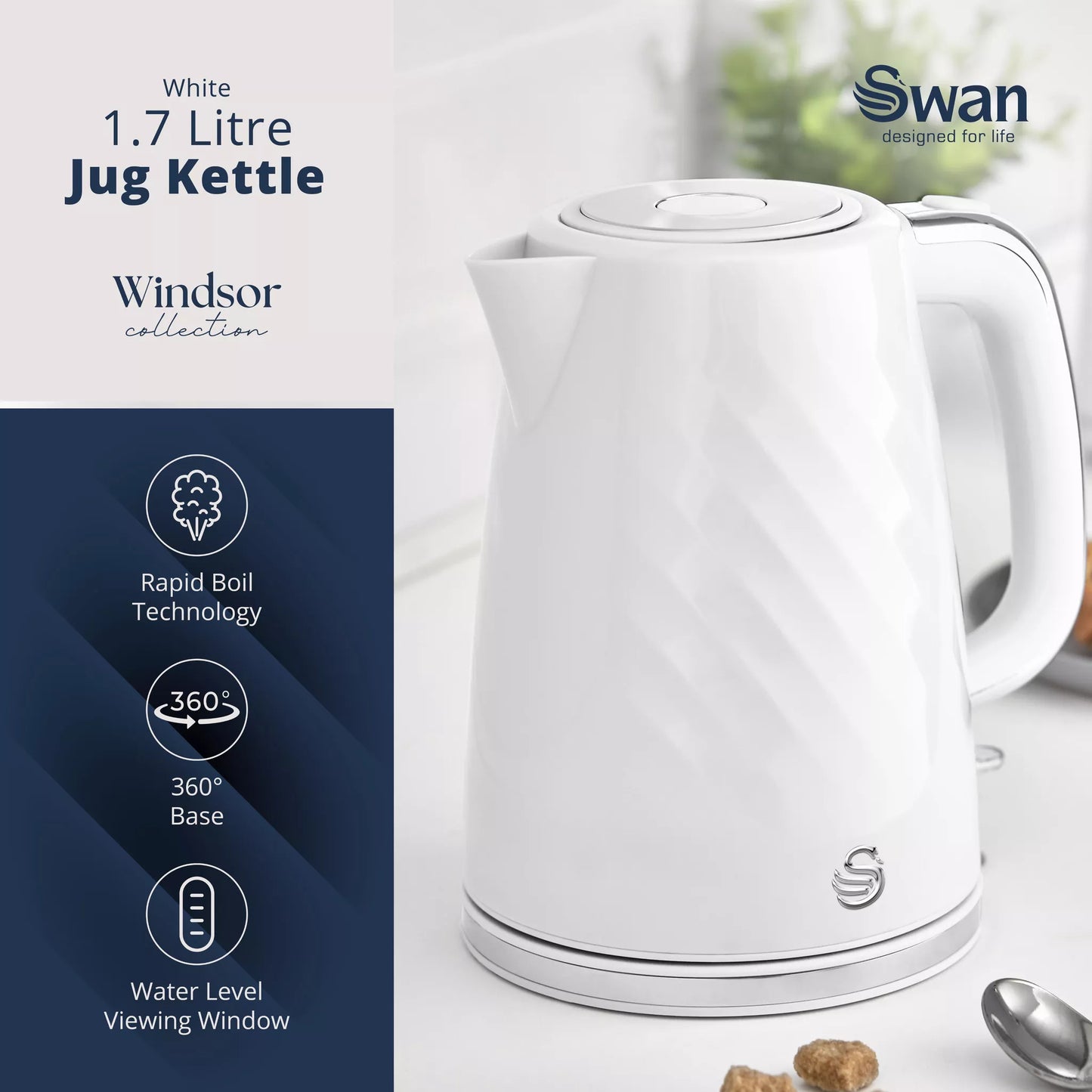 Swan 1.7 Litre Textured Windsor Kettle