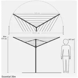 Brabantia Rotary Essential 30 metres with Ground Tube