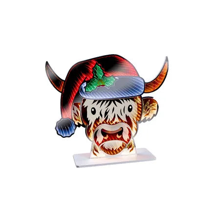 Premier Highland Cow Head With Santa Hat Infinity Mirror